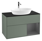 Тумба под раковину Villeroy & Boch Finion 100х50,1 см с подсветкой МДФ оливковый матовый лак/стекло черное матовое G782GKGM