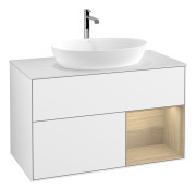 Тумба под раковину Villeroy & Boch Finion 100х50,1 см с подсветкой МДФ глянцевый белый лак/стекло белое матовое G781PCGF