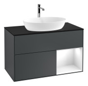 Тумба под раковину Villeroy & Boch Finion 100х50,1 см с подсветкой МДФ темно-синий матовый лак/стекло черное матовое G782GFHG