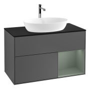 Тумба під раковину Villeroy & Boch Finion 100х50,1 см із підсвічуванням МДФ антрацит матовий лак/скло чорне матове G782GMGK