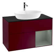 Тумба под раковину Villeroy & Boch Finion 100х50,1 см с подсветкой МДФ пион матовый лак/стекло черное матовое G782GMHB