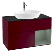 Тумба під раковину Villeroy & Boch Finion 100х50,1 см з підсвічуванням МДФ півонія матовий лак/скло чорне матове G782GMHB