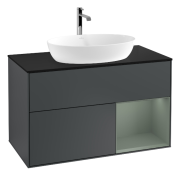 Тумба під раковину Villeroy & Boch Finion 100х50,1 см із підсвічуванням МДФ темно-синій матовий лак/скло чорне матове G782GMHG