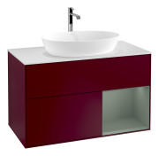 Тумба под раковину Villeroy & Boch Finion 100х50,1 см с подсветкой МДФ пион матовый лак/стекло белое матовое G781GMHB