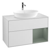 Тумба під раковину Villeroy & Boch Finion 100х50,1 см із підсвічуванням МДФ білий матовий лак/скло біле матове G781GMMT