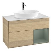 Тумба під раковину Villeroy & Boch Finion 100х50,1 см із підсвічуванням МДФ шпон дуба/скло біле матове G781GMPC