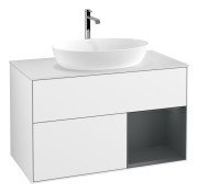 Тумба під раковину Villeroy & Boch Finion 100х50,1 см з підсвіткою МДФ білий глянцевий лак/скло біле матове G781HGGF