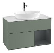 Тумба под раковину Villeroy & Boch Finion 100х50,1 см с подсветкой МДФ оливковый матовый лак/стекло белое матовое G781HGGM