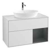 Тумба під раковину Villeroy & Boch Finion 100х50,1 см із підсвічуванням МДФ білий матовий лак/скло біле матове G781HGMT