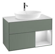 Тумба под раковину Villeroy & Boch Finion 100х50,1 см с подсветкой МДФ оливковый матовый лак/стекло белое матовое G781MTGM