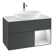Тумба под раковину Villeroy & Boch Finion 100х50,1 см с подсветкой МДФ темно-синий матовый лак/стекло белое матовое G781MTHG