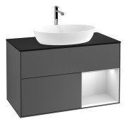 Тумба під раковину Villeroy & Boch Finion 100х50,1 см із підсвічуванням МДФ антрацит матовий лак/скло чорне матове G782MTGK