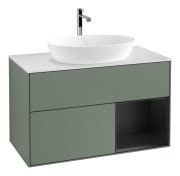 Тумба під раковину Villeroy & Boch Finion 100х50,1 см із підсвічуванням МДФ оливковий матовий лак/скло біле матове G781PDGM