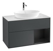 Тумба під раковину Villeroy & Boch Finion 100х50,1 см із підсвічуванням МДФ темно-синій матовий лак/скло біле матове G781PDHG