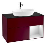 Тумба під раковину Villeroy & Boch Finion 100х50,1 см з підсвічуванням МДФ півонія матовий лак/скло чорне матове G782MTHB