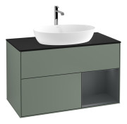 Тумба под раковину Villeroy & Boch Finion 100х50,1 см с подсветкой МДФ оливковый матовый лак/стекло черное матовое G782HGGM