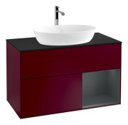 Тумба под раковину Villeroy & Boch Finion 100х50,1 см с подсветкой МДФ пион матовый лак/стекло черное матовое G782HGHB