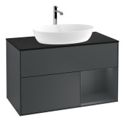 Тумба под раковину Villeroy & Boch Finion 100х50,1 см с подсветкой МДФ темно-синий матовый лак/стекло черное матовое G782HGHG