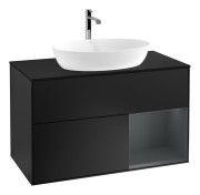 Тумба под раковину Villeroy & Boch Finion 100х50,1 см с подсветкой МДФ черный матовый лак/стекло черное матовое G782HGPD