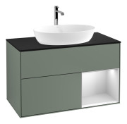 Тумба под раковину Villeroy & Boch Finion 100х50,1 см с подсветкой МДФ оливковый матовый лак/стекло черное матовое G782MTGM