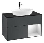 Тумба под раковину Villeroy & Boch Finion 100х50,1 см с подсветкой МДФ темно-синий матовый лак/стекло черное матовое G782MTHG