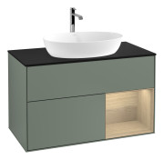 Тумба под раковину Villeroy & Boch Finion 100х50,1 см с подсветкой МДФ оливковый матовый лак/стекло черное матовое G782PCGM