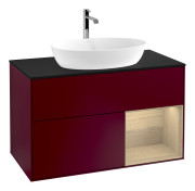 Тумба под раковину Villeroy & Boch Finion 100х50,1 см с подсветкой МДФ пион матовый лак/стекло черное матовое G782PCHB