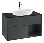 Тумба под раковину Villeroy & Boch Finion 100х50,1 см с подсветкой МДФ темно-синий матовый лак/стекло черное матовое G782PDHG