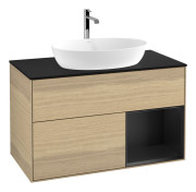 Тумба под раковину Villeroy & Boch Finion 100х50,1 см с подсветкой МДФ шпон дуба/стекло черное матовое G782PDPC