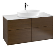 Тумба под раковину Villeroy & Boch Finion 120х50,1 см МДФ шпон грецкого ореха/стекло белое матовое F79100GN