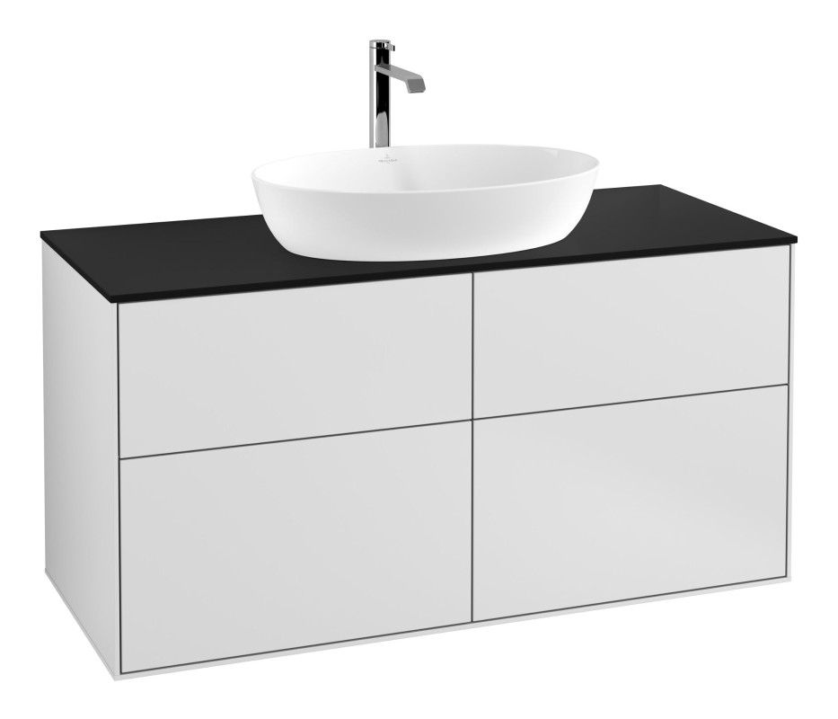 Тумба под раковину Villeroy & Boch Finion 120х50,1 см МДФ белый матовый лак/стекло черное матовое F79200MT