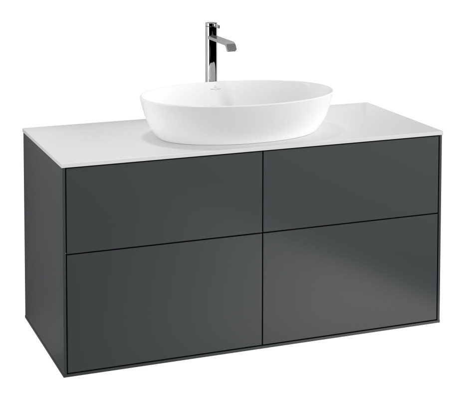 Тумба под раковину Villeroy & Boch Finion 120х50,1 см МДФ темно-синий матовый лак/стекло белое матовое F79100HG