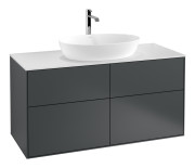 Тумба под раковину Villeroy & Boch Finion 120х50,1 см МДФ темно-синий матовый лак/стекло белое матовое F79100HG