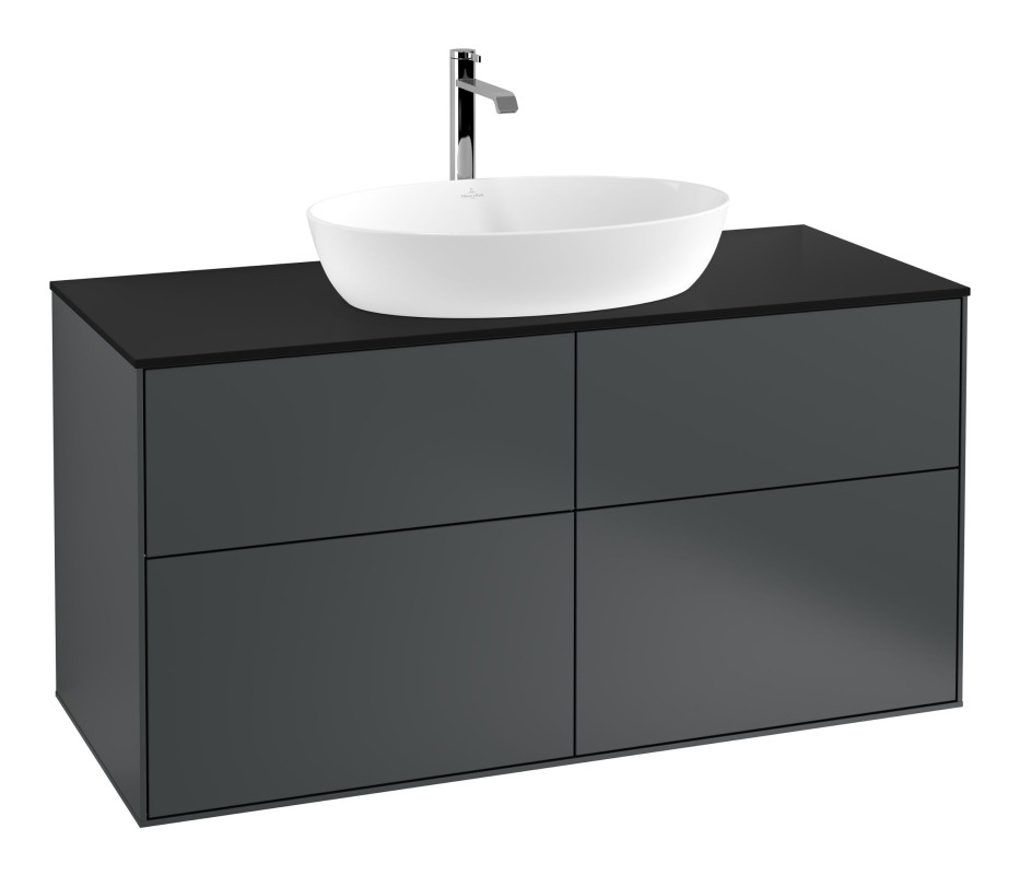 Тумба под раковину Villeroy & Boch Finion 120х50,1 см МДФ темно-синий матовый лак/стекло черное матовое F79200HG
