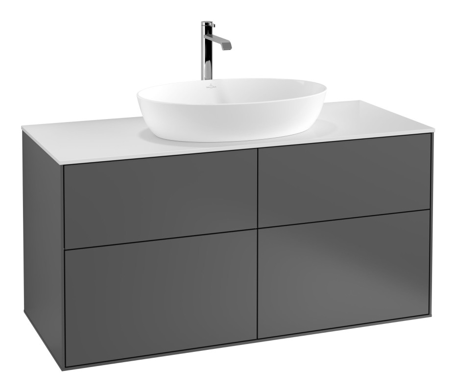 Тумба под раковину Villeroy & Boch Finion 120х50,1 см с подсветкой МДФ антрацит матовый лак/стекло белое матовое G79100GK