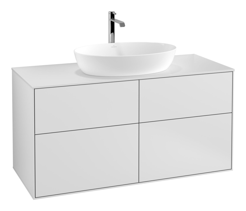 Тумба под раковину Villeroy & Boch Finion 120х50,1 см с подсветкой МДФ белый матовый лак/стекло белое матовое G79100MT