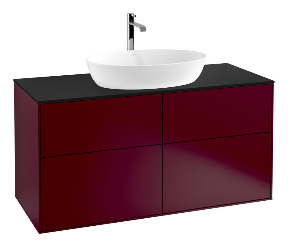 Тумба под раковину Villeroy & Boch Finion 120х50,1 см с подсветкой МДФ пион матовый лак/стекло черное матовое G79200HB