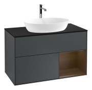 Тумба под раковину Villeroy & Boch Finion 100х50,1 см с подсветкой МДФ темно-синий матовый лак/стекло черное матовое G782GNHG