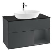 Тумба под раковину Villeroy & Boch Finion 100х50,1 см с подсветкой МДФ темно-синий матовый лак/стекло черное матовое G782HGHG