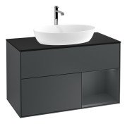 Тумба под раковину Villeroy & Boch Finion 100х50,1 см с подсветкой МДФ темно-синий матовый лак/стекло черное матовое G782HGHG