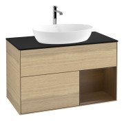 Тумба под раковину Villeroy & Boch Finion 100х50,1 см с подсветкой МДФ шпон дуба/стекло черное матовое G782GNPC