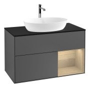 Тумба под раковину Villeroy & Boch Finion 100х50,1 см с подсветкой МДФ антрацит матовый лак/стекло черное матовое G782PCGK