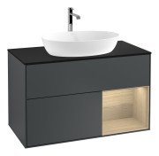 Тумба під раковину Villeroy & Boch Finion 100х50,1 см із підсвічуванням МДФ темно-синій матовий лак/скло чорне матове G782PCHG