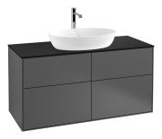 Тумба під раковину Villeroy & Boch Finion 120х50,1 см МДФ антрацит матовий лак/скло чорне матове F79200GK