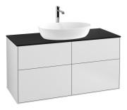 Тумба под раковину Villeroy & Boch Finion 120х50,1 см МДФ белый матовый лак/стекло черное матовое F79200MT