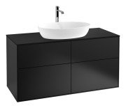 Тумба під раковину Villeroy & Boch Finion 120х50,1 см МДФ чорний матовий лак/скло чорне матове F79200PD