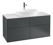 Тумба під раковину Villeroy & Boch Finion 120х50,1 см МДФ темно-синій матовий лак/скло біле матове F79100HG