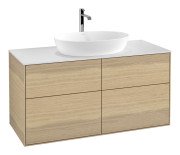 Тумба під раковину Villeroy&Boch Finion 120х50,1 см МДФ шпон дуба/скло біле матове F79100PC