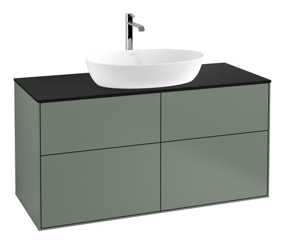Тумба під раковину Villeroy & Boch Finion 120х50,1 см МДФ оливковий матовий лак/скло чорне матове F79200GM