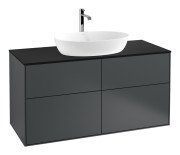 Тумба під раковину Villeroy & Boch Finion 120х50,1 см МДФ темно-синій матовий лак/скло чорне матове F79200HG